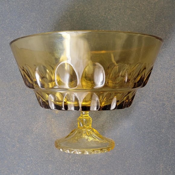 1960s Vintage Viking Georgian Amber Pedestal Trifle Fruit/Salad Bowl - Picture 3 of 7